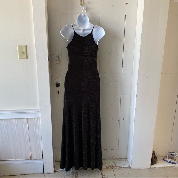 Vintage Erica Michelle Ltd Black Sparkly Maxi Dress - Picture 4 of 9
